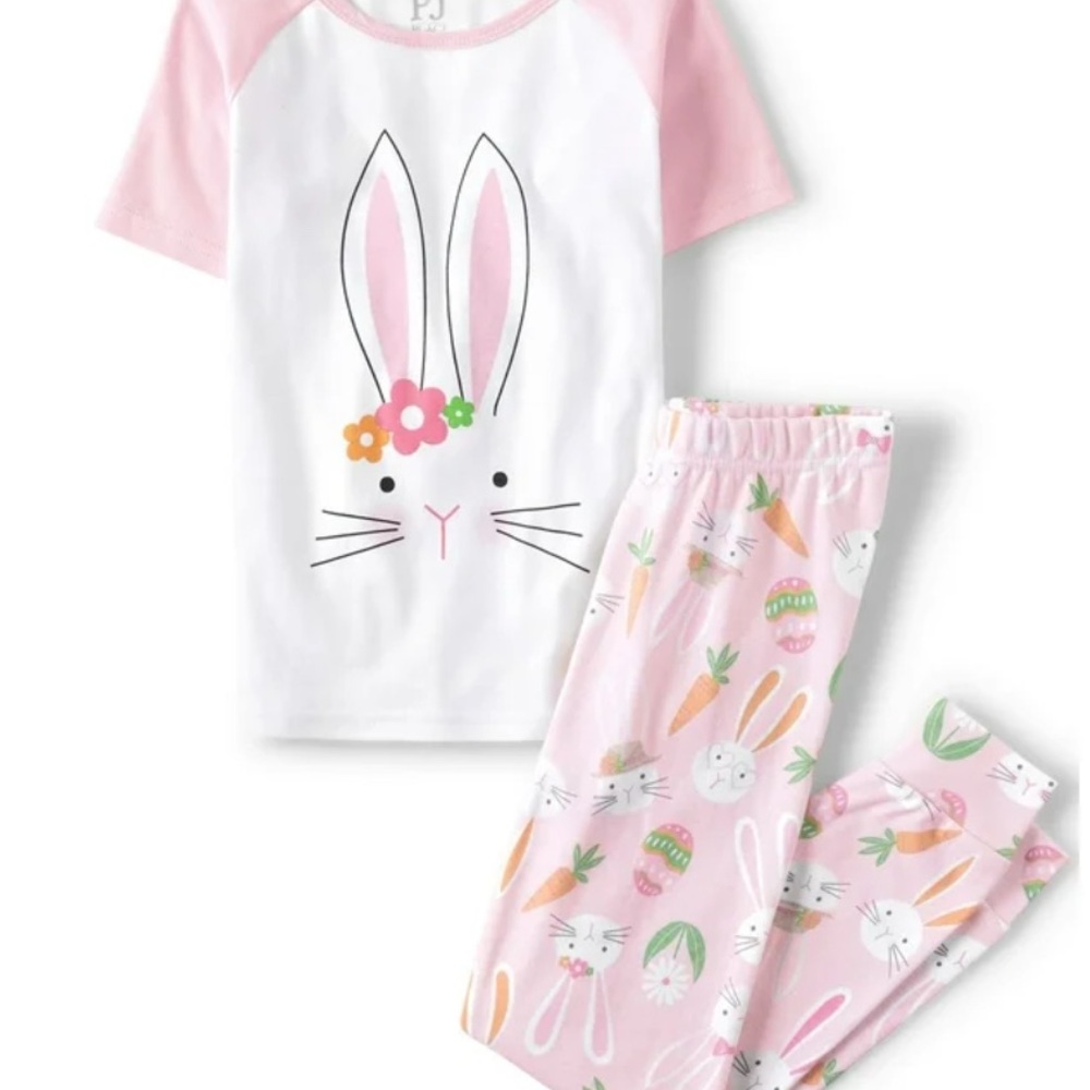 PJ Place Bunny Print Pajama Set - Size 14